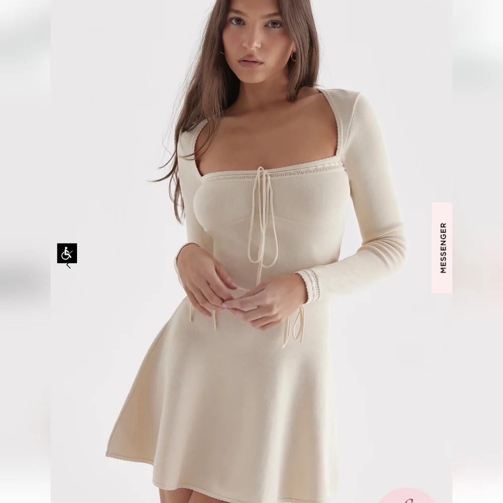 House of CB Caprice Cream Dainty Knit Mini Dress - Picture 12 of 16